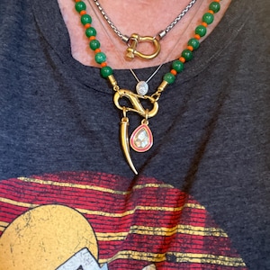 Gift for Mom | Carabiner Charms Necklace | Gemstone Carabiner Clasp Necklace | Colorful Beaded Summer Necklace | Gift for Her Personalized
