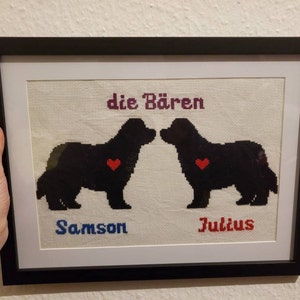 Newfoundland Silhouette Cross Stitch Pattern Floral Newfie Pet