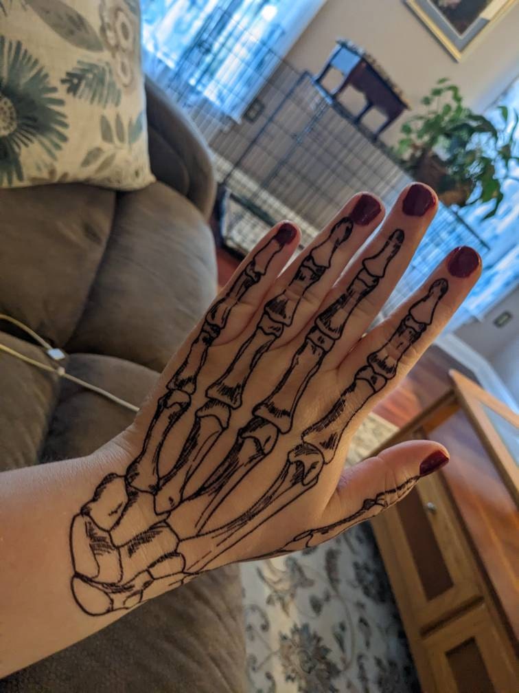 Coco Skeleton hands temporary tattoos for cosplay. Skull