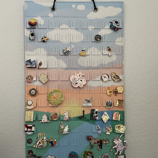 Enamel Pin Holder, Organizer and Display, Holds up to 108 Pins, Hanging ...