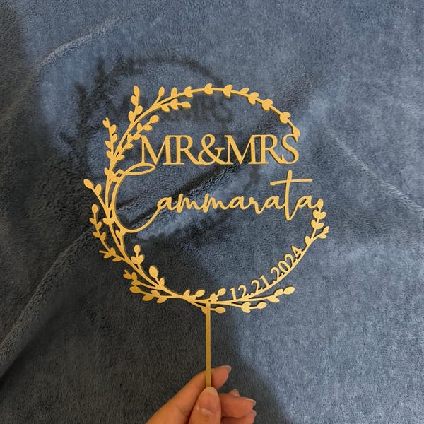 Gold Wedding Cake Topper, Mr Mrs Cake Topper,personalized Cake Topper ...