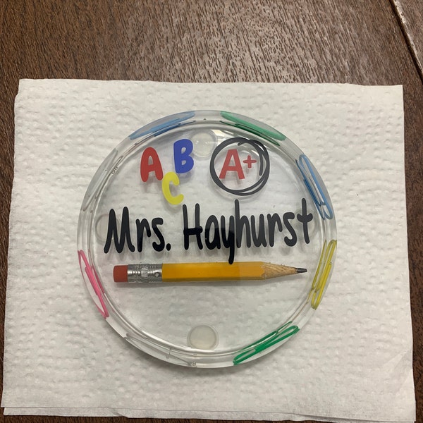 Teacher Appreciation Gift Custom, Teacher Coaster, Epoxy Resin Art ...