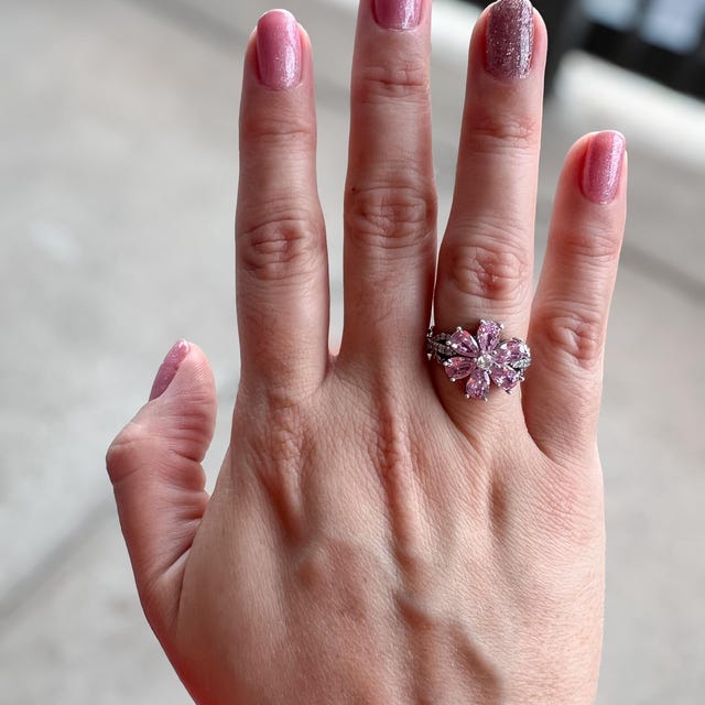 Eda Yildiz Ring, Hande Ercel Magnolia Pink Flower Ring, Sen Cal