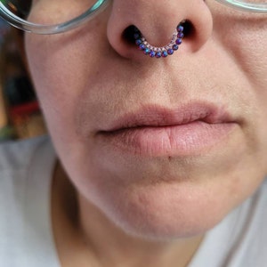 ❤ 9.91㌌　✨✨オパール✨✨ Sleepy Lavender Fire Opal and Amethyst CZ 8mm, 10mm Titanium