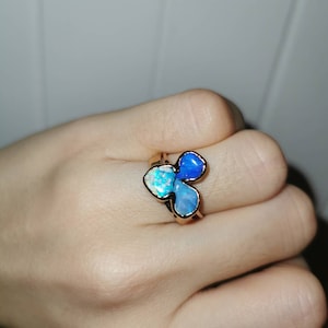 Customer photo from Syl, Fleur Three Stone Raw Australian Opal Cluster Ring
