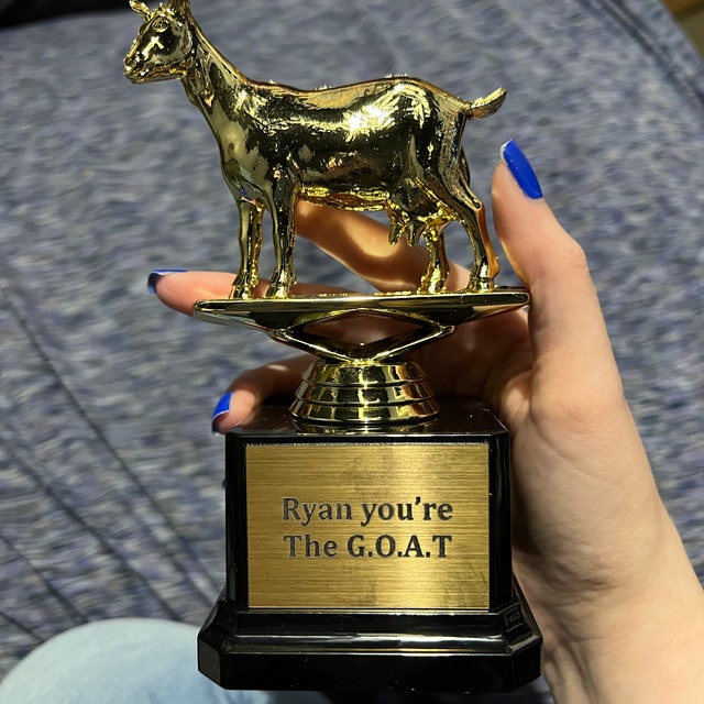 GOAT Trophy Greatest of All Time Award Trophy Hand Painted 