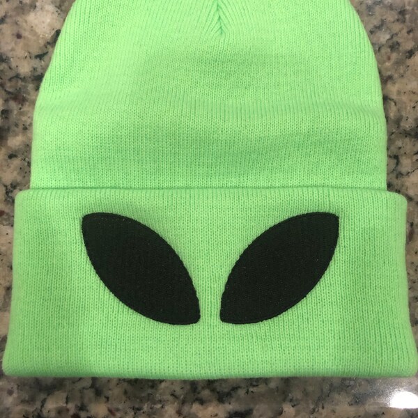 Neon Green Alien Beanie, Kawaii Fashion, Sci-fi Hat, Science Fiction ...