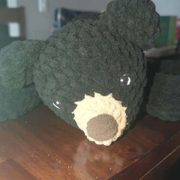 Crochet Black Bear Plushie Black Bear Handmade Woodland Animal Made