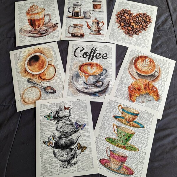 set of 6 kitchen prints coffee print set kitchen art... Coffee Print Set of 6 Coffee Poster Coffee Wall Art Kitchen Decor ...