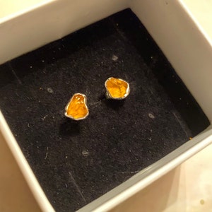 Customer photo from Brianna, Dainty Raw Citrine Stud Earrings