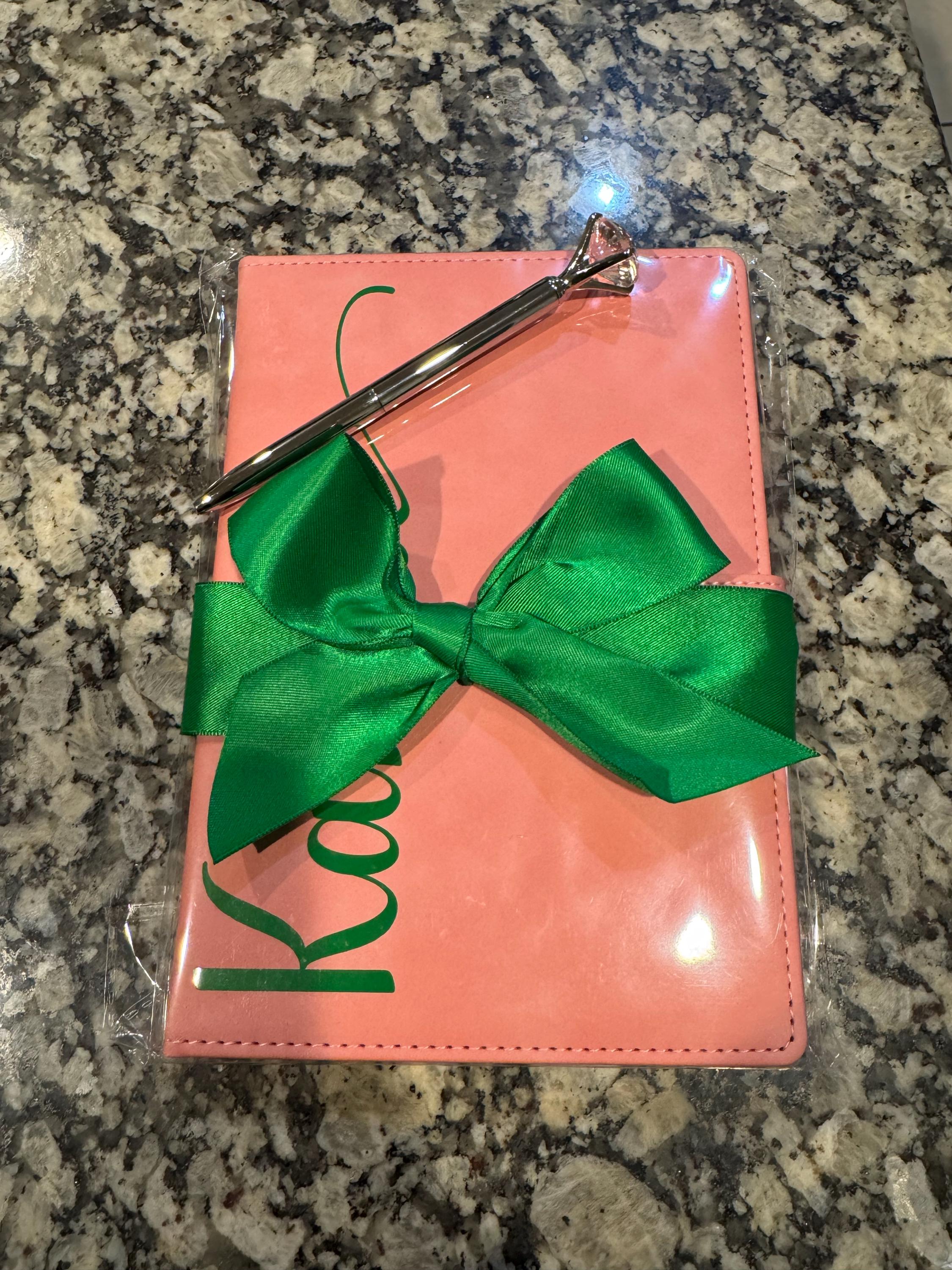 Elegant Personalized Journal, Pink and Green, Notebook, Custom Journal, Custom Notebook, Sorority Gift, Journaling, AKA, Alpha, Kappa, Soror