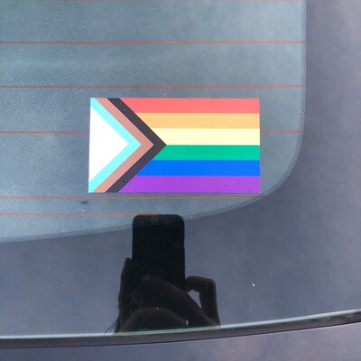 Progress Pride Flag Vinyl Decal Sticker - LGBTQ POC Transgender Inclusive, 2 Inch (2 Pack) - View #8