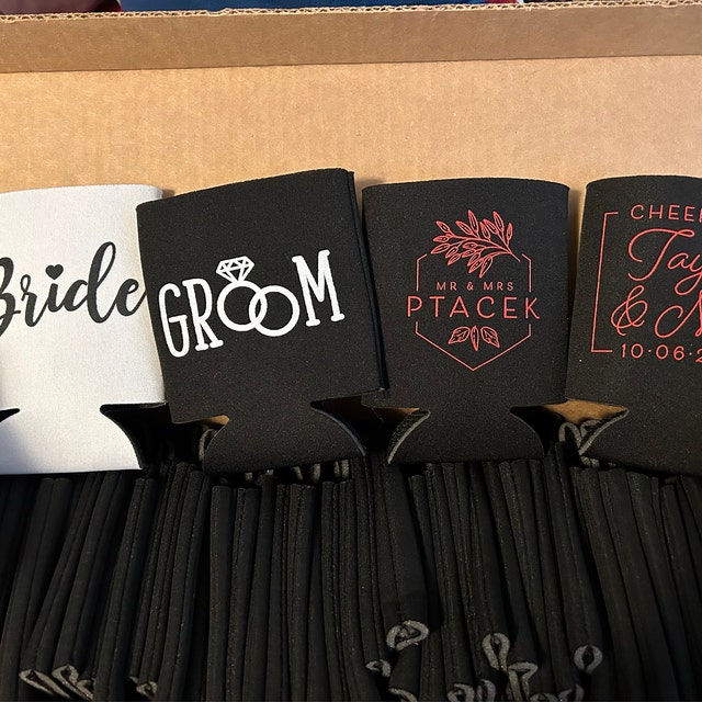 Tall Boy 16oz Wedding Can Cooler #140 - Cheers to The Mr and Mrs – Sycamore  Studios