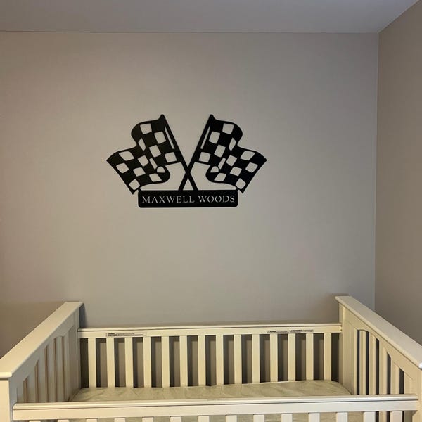 Custom Checkered Flag Racing Sign, Checkered Flag Monogram ...
