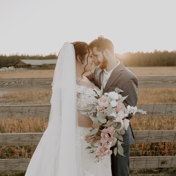 Cathedral Bridal Veil With Sequins Lace Edge