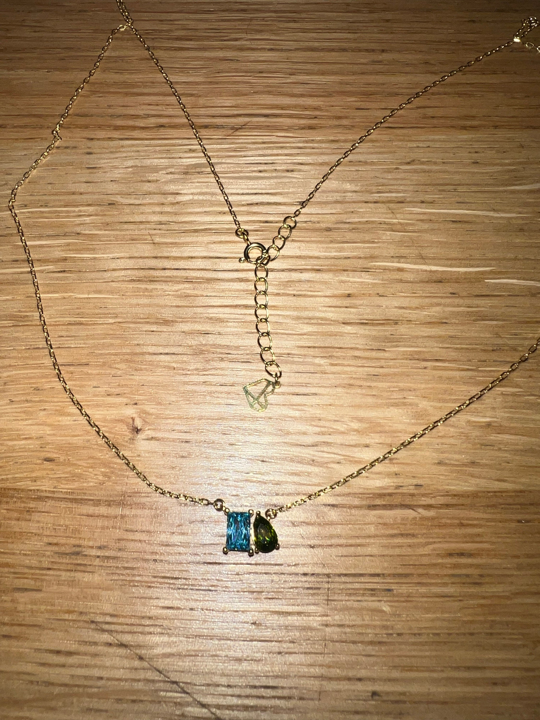 Toi et Moi Gemstone Necklace by Caitlyn Minimalist • Emerald & Pear Cut Birthstone Necklace • Personalized Jewelry • Gifts for Mom • NM140