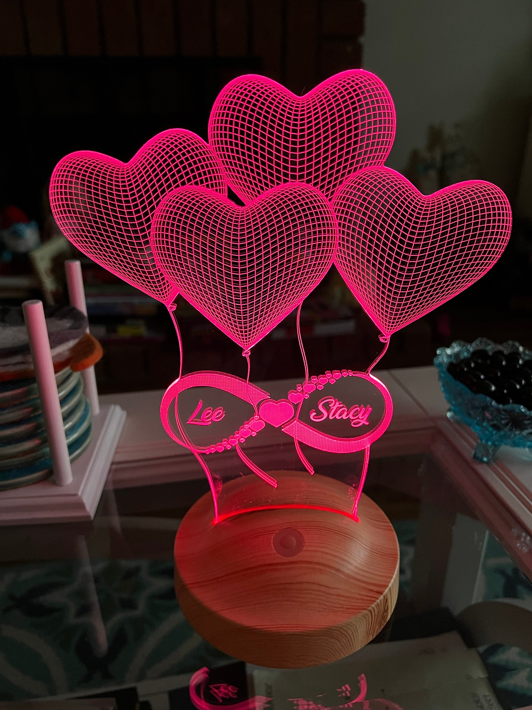 Personalized 3D Illusion LED Lamp, Anniversary Gift for Him or Her, Infinity Symbol Custom Night Light,Romantic Home Decor,Lamp for Bedroom