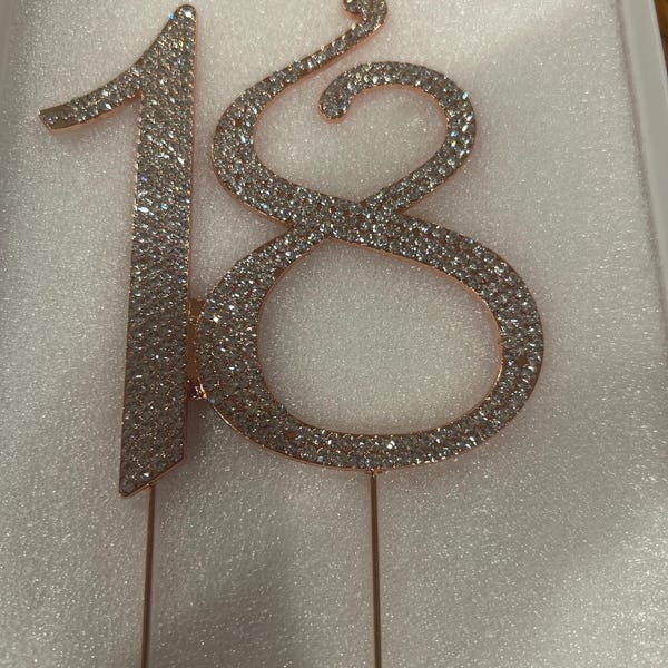 18 ROSE GOLD Birthday Cake Topper - Number Eighteen Sparkly Rhinestone ...