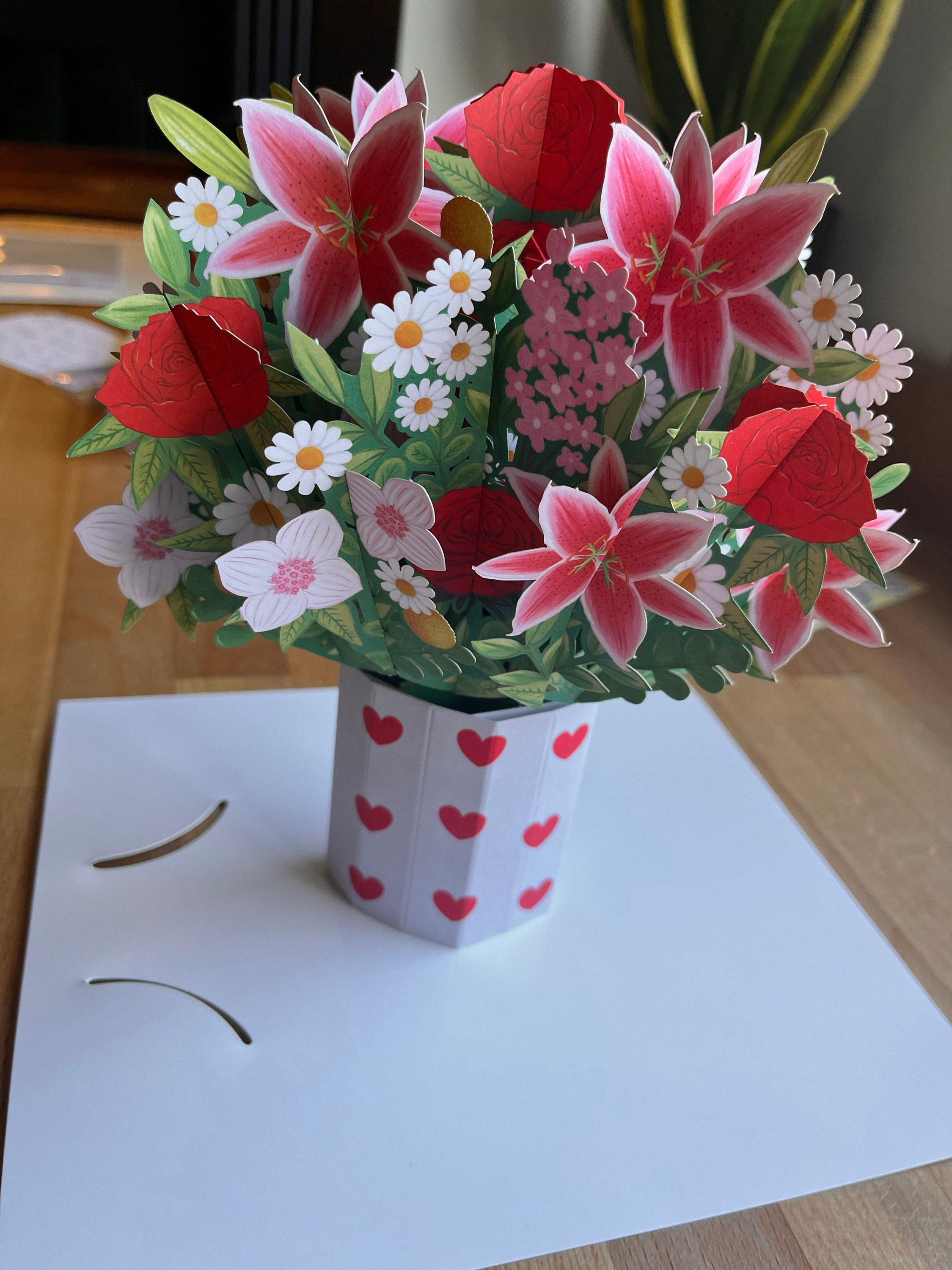 Cherry Bouquet - Pop Up 3D Card Father&#39;s Mother’s Day Birthday Valentines Wedding Anniversary Thank You Keepsake Blossoms will Last All Year