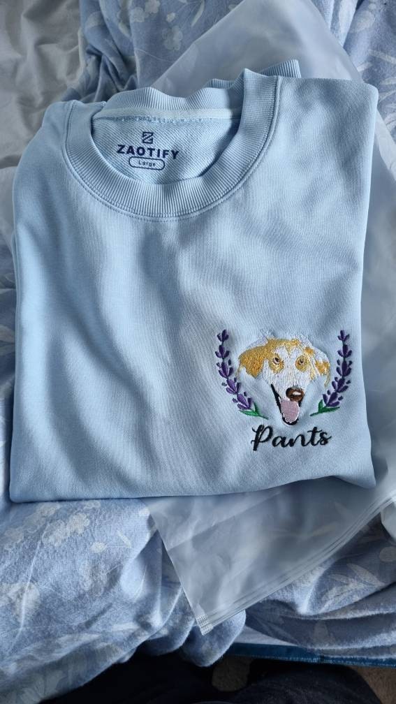Embroidered Custom Pet Sweatshirt, Custom Embroidered Dog Sweatshirt, Unisex Crew Neck, Hoodie, Unisex T-shirt, Pet Lover Gift