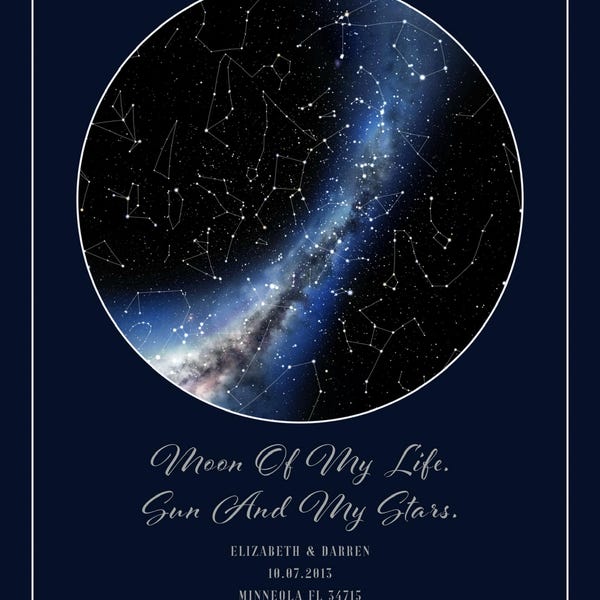 Custom Star Map, Realistic Night Sky Map, Custom Star Poster ...