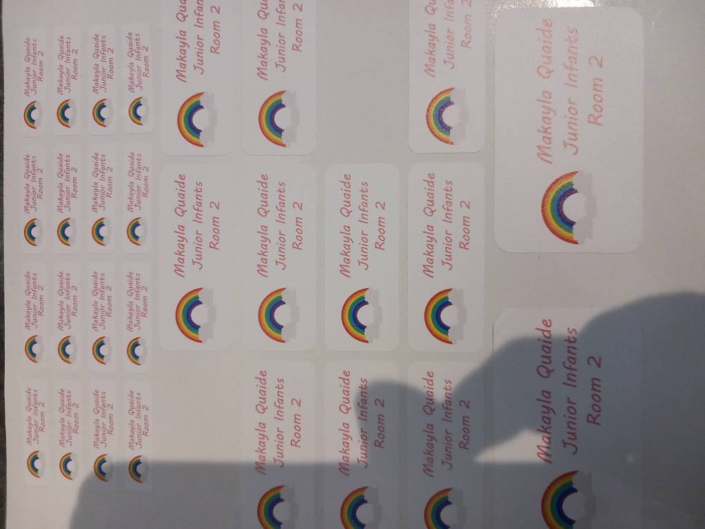 Personalised School Stickers - Print Writing