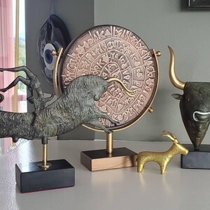 Golden Goat Santorini Greek Statue, Small Ibex Bronze Sculpture