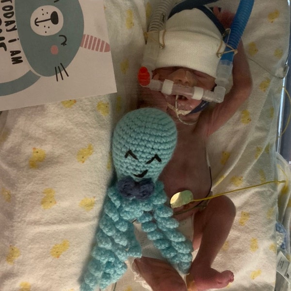 Crochet Octopus NICU Octopus Stuffed Octopus Preemie Octopus