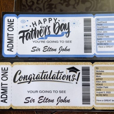 Concert Ticket. Father's Day Concert Ticket. Printable Concert Ticket ...