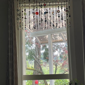 Bead Curtains for Window Bohemian Sun Catcher Colorful Authentic Gemstones  Czech Glass Crystal, Metal, Acrylic 
