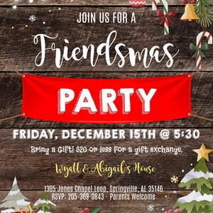 Friendsmas Party Invitation, Christmas Instant Download Self