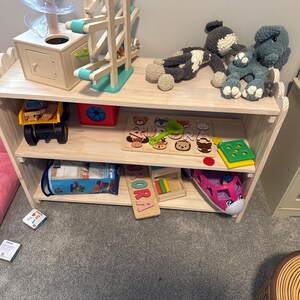 モンテッソーリおもちゃ棚、木製幼児用おもちゃ棚、美しいおもちゃ収納