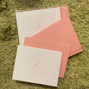 Monogram Stationery  Personalized Notecards – Add Pink and Stir Stationery