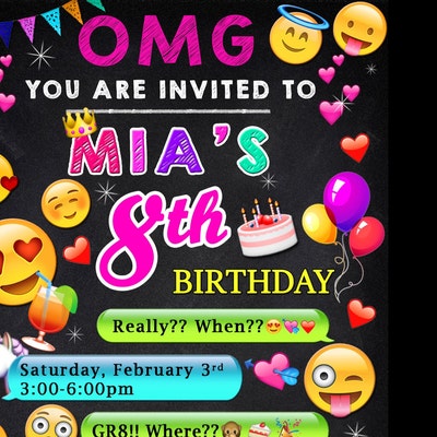 Emoji Invitation, Emoji Invite, Emoji Birthday Party Invitation, Emoji ...