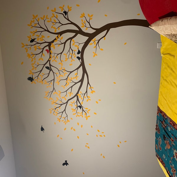 Wall Decal Large Tree Decals Huge Tree Decal Nursery With Birds White ...