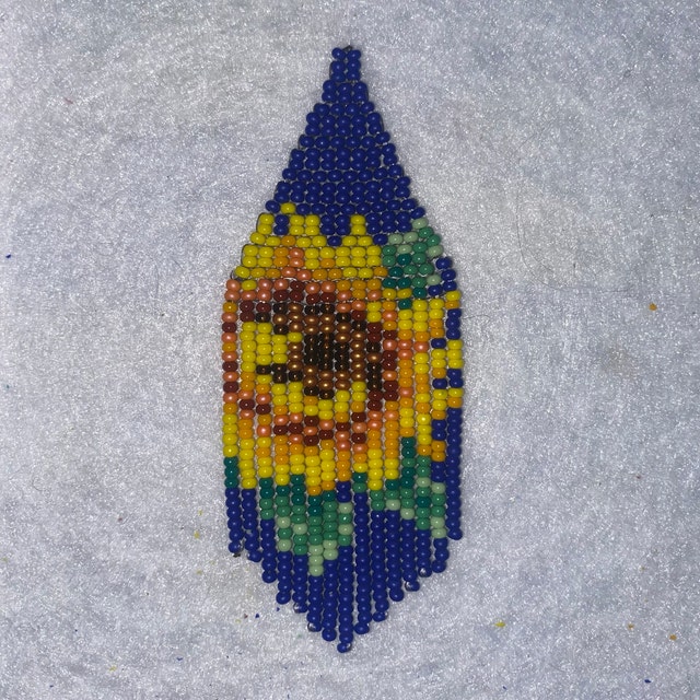Seed Bead Earring Pattern, Sunflower Seed Bead Earring