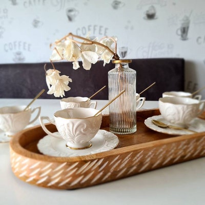Ceramic Turkish Coffee Cups Set, Coffee Cup With Water Glass, Gift for ...