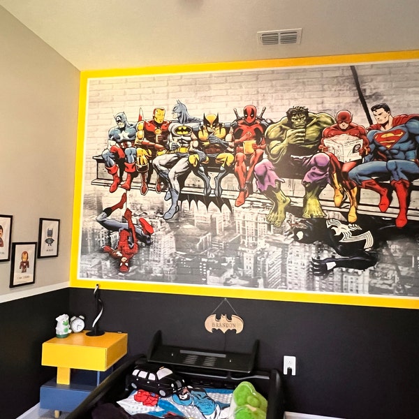 Kid Room Wallpaper | Superhero Wall Decal | Peel and Stick | Removable ...
