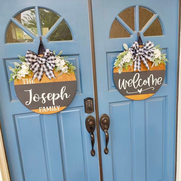 Front Door Decor | Last Name/family | Year Round Wreath | Personalized ...