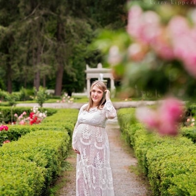 Velvet Long Fitted Sleeve Maternity Gown