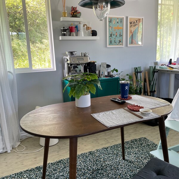 Narrow Round Dining Room Table, Small 2 Person Dining Table Walnut Wood ...