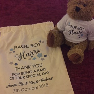 Personalised PAGE BOY wedding teddy bear thank you gift allted6 Personalised PAGE BOY wedding teddy bear thank you gift allted6