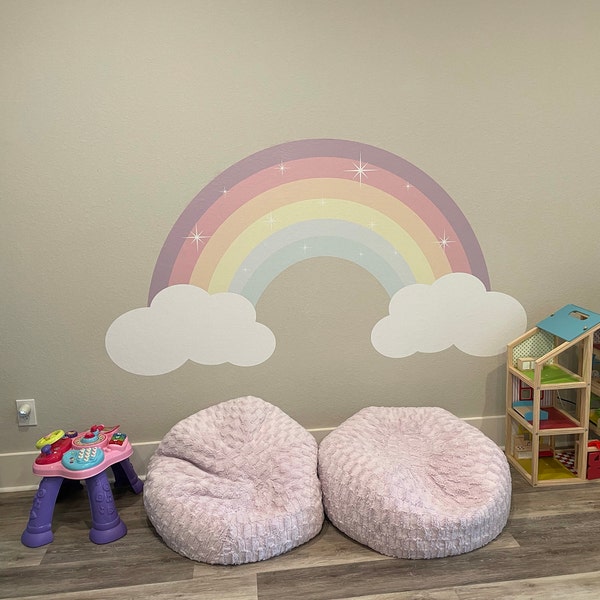 Large Half Rainbow Wall Decal Baby Nursery Room, Pastel Art Decor ...