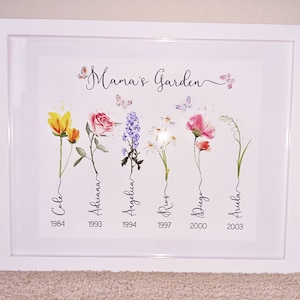 Custom Birth Month Flower Moms Garden Canvas, Personalized Family ...