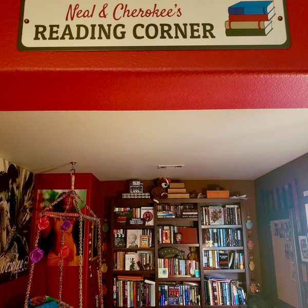 Reading Corner Sign, Personalized Child Name Bedroom Sign, Custom Kid ...