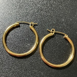Titanium Gold Hoops Hypoallergenic 18k Gold Hoop Earrings | Etsy