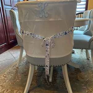 Desk Chair Covers/White Monogrammed Single Initial Chair Back Cover / Personalized chair Cover / Design Your Own / One Size Fits Most