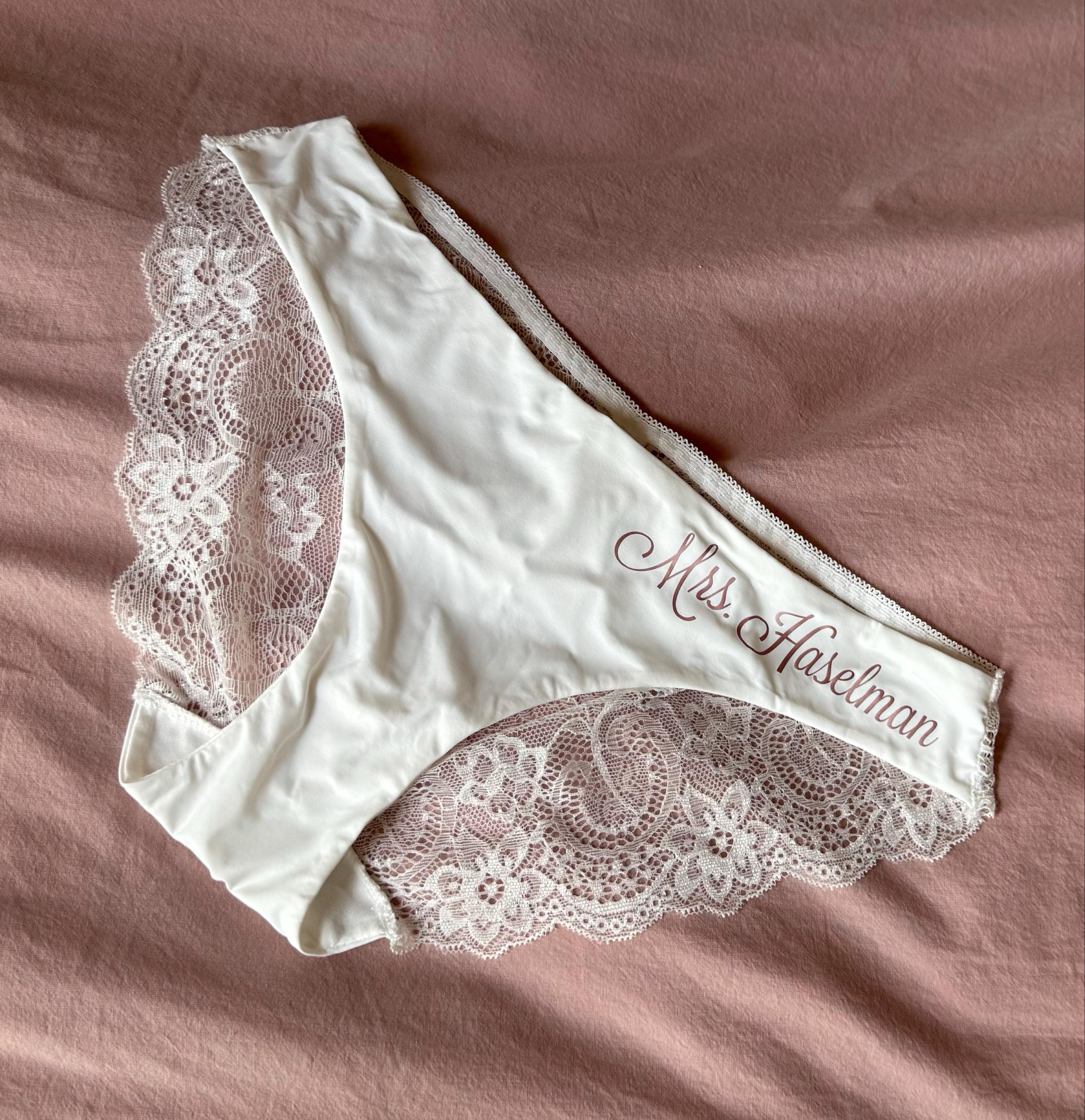Personalized gift for her Bride Panties Lace Wedding Underwear Bridal Shower Gift Bachelorette Personalized Honeymoon Christmas Gift