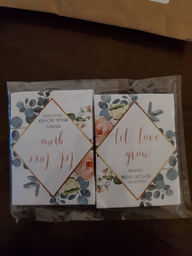 Let Love Grow- Custom Seed Wedding Favors Personalized SEALED with SEEDS INCLUDED, Wedding Favors, Elegant Wedding Favors, Florals, Favors
