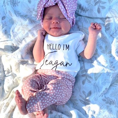 Newborn Girl Outfit, Personalized Baby Girl Coming Home Outfit ...